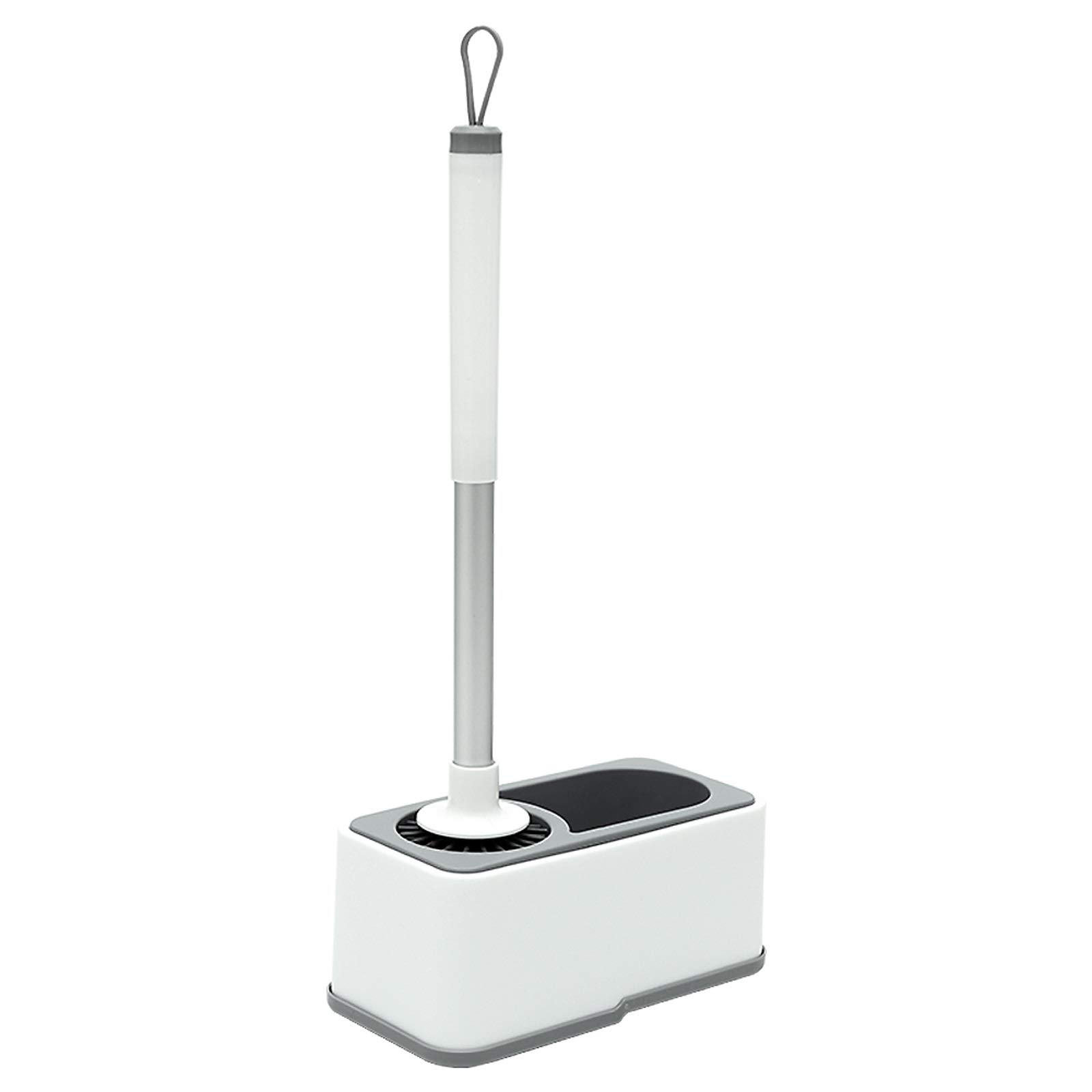 Cepillo de baño El cepillo de inodoro montado en la pared puede sujetar suministros de limpieza Cabezal suave Cabezal mango largo y estante Punch-Free With Bowl Set de cepillo Accesorios de inodoro