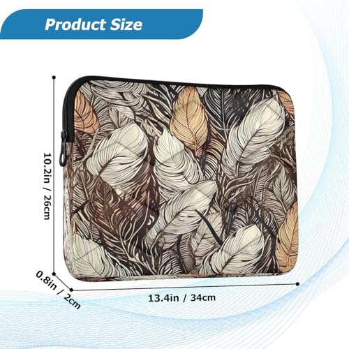 Funda para portátil 13-14 pulg impermeable plumas blanco marrón miniatura 3
