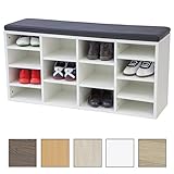 [page_title]-Albatros Schuhschrank mit Sitzkissen Vincent (L) - Weiss - mit 14 Fächern und Klicksystem! 104 x 48 x 30cm (BxHxT)