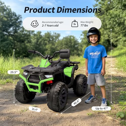 Image of Hikiddo Kids ATV 4 Wheeler, 24V Ride On Toys Car for Big Kids Age 3-8 Year