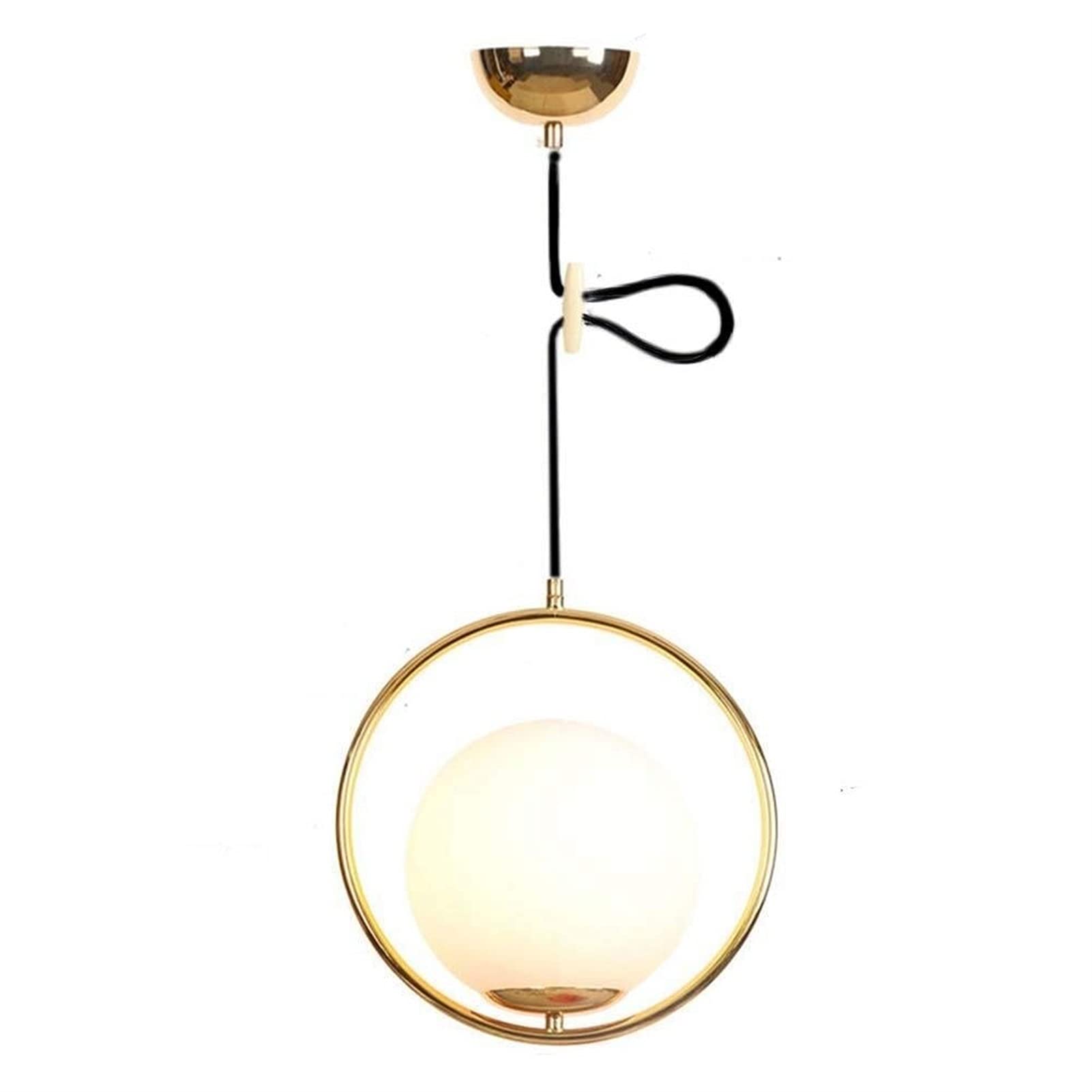 Okrągła lampa wisząca LED w kolorze złotym z białym szklanym kloszem, nowoczesna lampa sufitowa wisząca do kuchni innovate