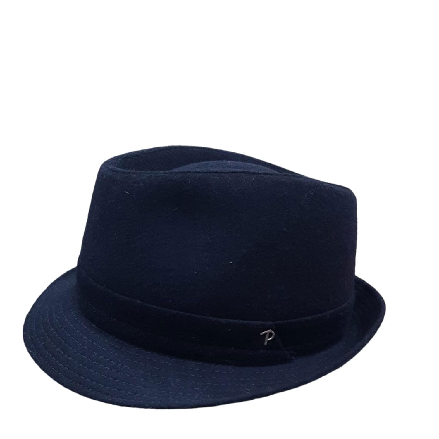 Panizza Cappello Uomo Invernale Rock Trilby Blu Navy Feltro in Lana Falda Stretta Teflon Tesa Corta