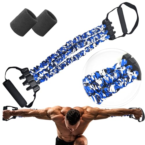 Natural Latex 3-Hole Resistance Stretcher 2025 New Chest Expander Stretch Bands for Men High Elasticity & Tear Resistant Exercise Bands with Handles Full-Body Basic Training (Blue * 135Lbs)