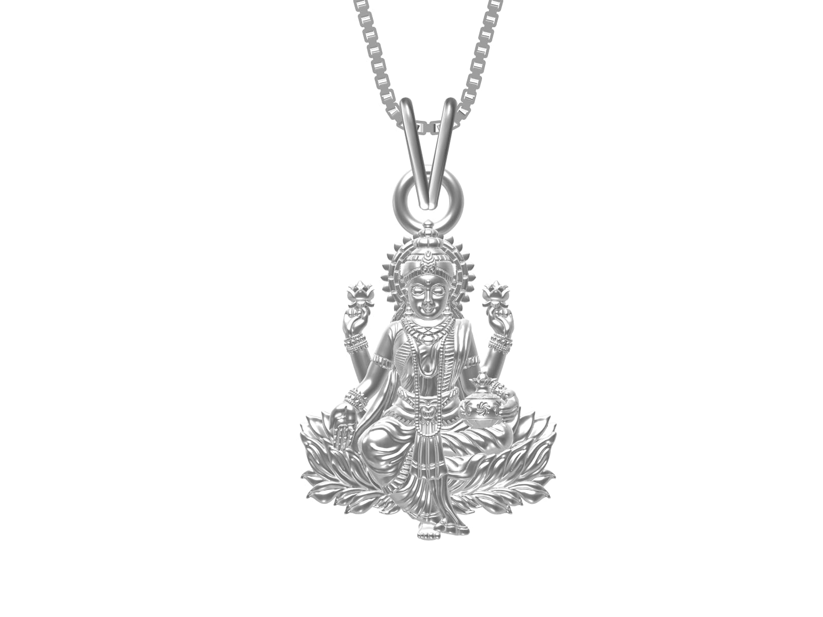 ZALKARIMata Laxmi Mahalaxmi Silver Religious Pendant Religious Gift Pendant Necklace For Men & Women Pure 925 Silver Maha Laxmi For Good Health & Wealth