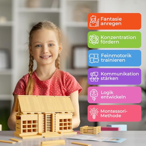 Jeu de construction en bois ROXPLE avec des blocs durables en hêtre