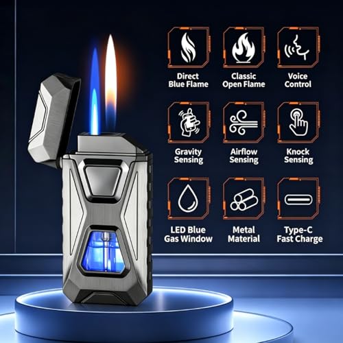 Encendedor Dual Llama Activado por Voz USB Recargable miniatura 2