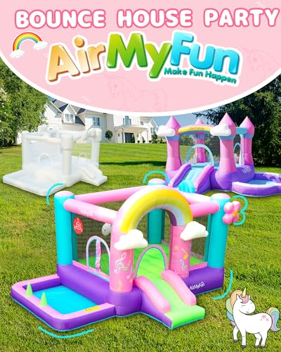 Unicorn Bounce House with Slide, Inflatable Pink Bouncy House with Air Blower,Fun Bouncy Castle for Girls Aged 3-10,Ideal for Birthday Parties and Backyard Fun,Wet & Dry Use with Water Pool& Ball Pit - Image 4