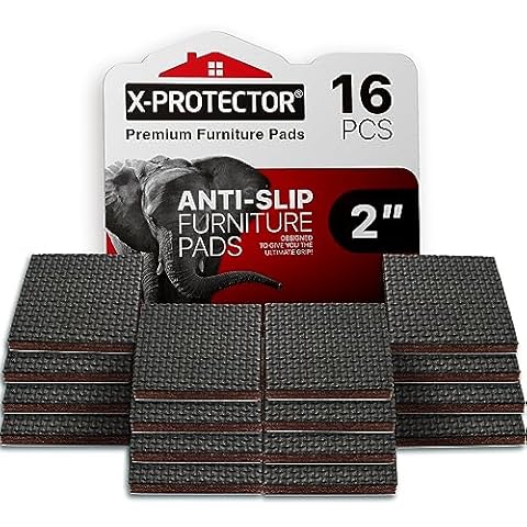 X-PROTECTOR Non Slip Furniture Pads - 16 Premium Furniture Grippers 2"! Self-Adhesive Rubber Feet Furniture Feet - Ideal Non Skid Furniture Pad Floor Protectors - Keep Furniture in Place! Cover
