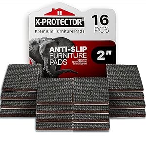 X-PROTECTOR Non Slip Furniture Pads – 16 Premium Furniture Grippers 2″! Self-Adhesive Rubber Feet Furniture Feet – Ideal Non Skid Furniture Pad Floor Protectors – Keep Furniture in Place!