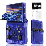 Blidinner R36S Retro Konsole – Mit Open Source Linux,Langlebigem 3000 mAh,64GB TF Karte,über 20000 Spielen,3,5-Zoll-Bildschirm,Tragbare Handheld-Spielkonsole Freunde,Blau