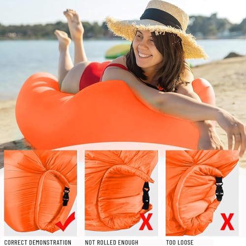 Salon d'air gonflable orange en polyester imperméable et ultra résistant - 7