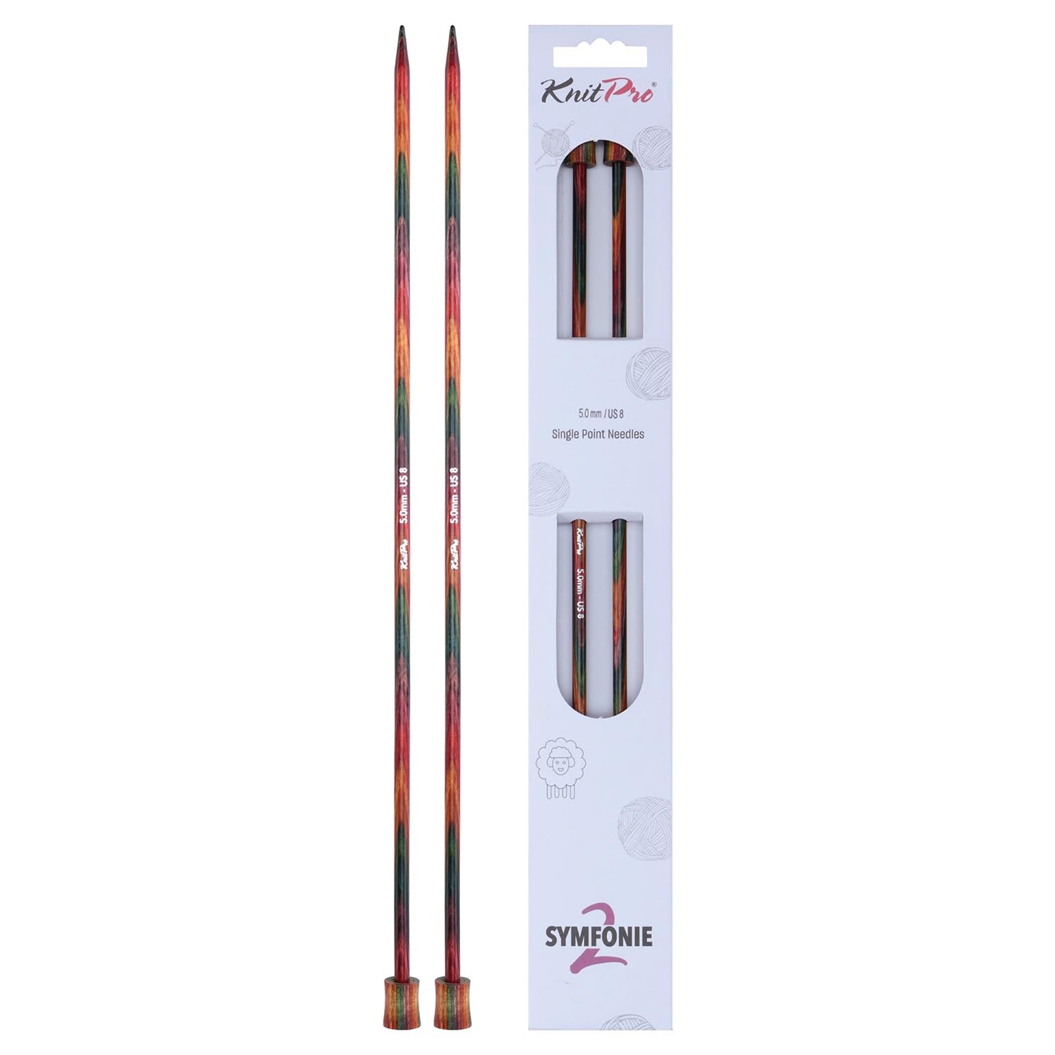 KnitPro Symfonie 2 Single Pointed Needles 10" (25cm) | 5mm