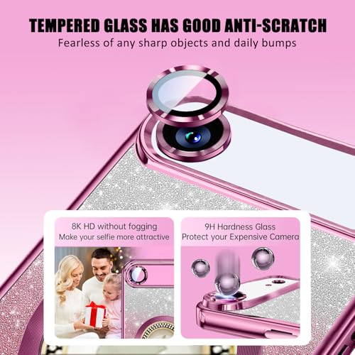 Image of Misscase for iPhone Air Magnetic Glitter Case Compatible with MagSafe,Full Protection Slim Shockproof Case with Camera Lens Protector Plating Bling Cover Case for iPhone 17 Air 6.5 inch Pink