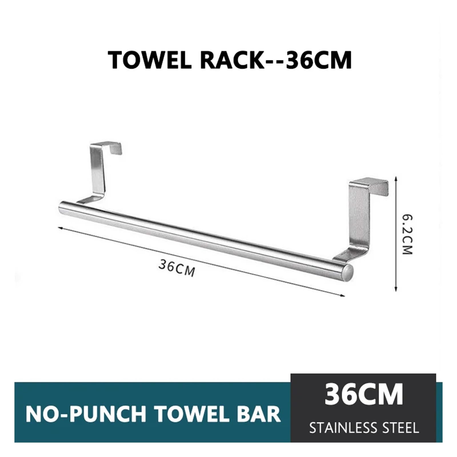 Handtuchhalter über der Tür, Handtuchhalter for Aufhängen, Edelstahl, for Küchenschrank, Badezimmer, Handtuchhalter, Home Organizer Hanger(Stainless-steel-23cm)