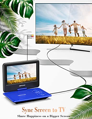 Image of DBPOWER 11.5 inch Portable DVD Player, 5-Hour Built-in Rechargeable Battery, with 9 inch Swivel Screen, Support CD /DVD /SD Card /USB, with Remote Control, 1.8M Car Charger and Power Adaptor (Blue)
