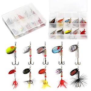 Magreel Vissen Lokken Spinners aas Spinnerbait Lepel Set met Tackle Bag Trout Bass Zalm Pike Walleye Perch 10 stks/16 stks