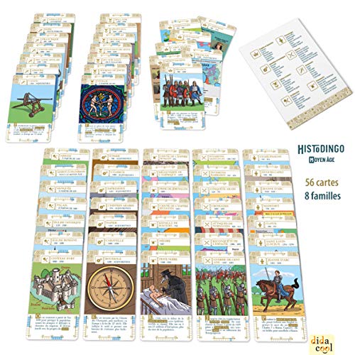 Aritma - HISTODINGO : Moyen-Âge - Jeu de Société Éducatif pour Enfant dès 8 Ans - 7 Jeux d'Histoires - Niveau CE2/CM1/CM2 - Jouer en Classe ou en Famille - 2 à 8 Joueurs - 30 Min - Version Française