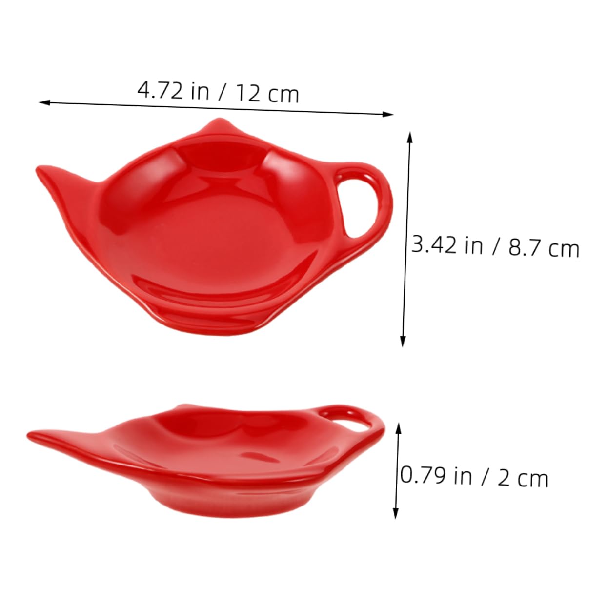 Ciieeo Ceramic Teapot Shaped Tea Bag Holder Elegant Spoon Rest Mini Snack Dish Kitchen Accessory for Home Restaurants Cafes Red Tea Bag Coaster