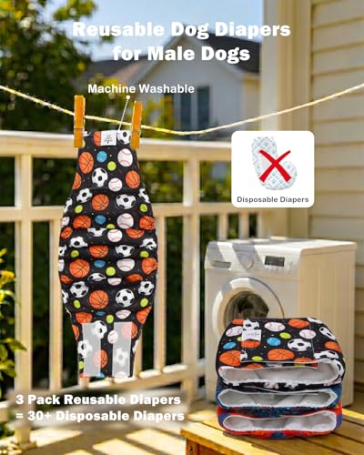 Image of CuteBone Dog Diapers Male Belly Bands 3 Pack for Male Dogs Reusable Puppy Wraps