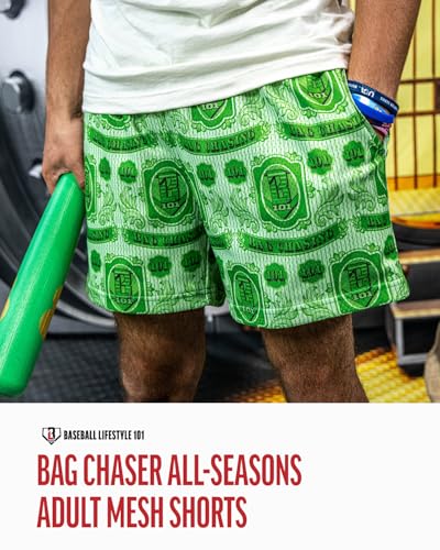BL101 Adult Bag Chaser Baseball Mesh Shorts for Men - Green, M - image 4