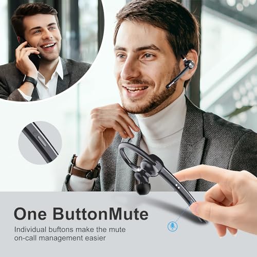 Bluetooth Headset, Wireless Bluetooth Earpiece With 400mAh Charging Case,150 Hours Talktime Hands Free Noise Canceling Headphones for iOS Android Cell Phone, Built-in Mic for Trucker, Office. - Image 6