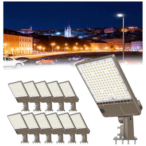 ORRGENA 12 Pack 360W LED Parking Lot Light 54000LM, Power Tunable & 3CCT (3K/4K/5K) ETL Listed LED Pole Light IP65 Super Bright Commercial Flood Light with Photocell, AC100-277V