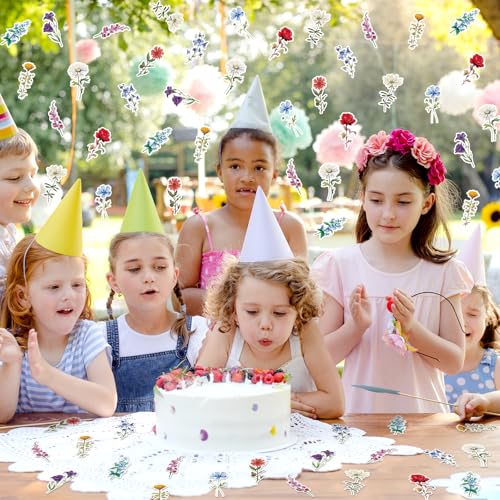 Image of Whaline 300 Pcs Wildflower Table Confetti Spring Summer Floral Flower Confetti Table Centerpieces for Birthday Baby Shower Party Decoration