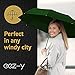 Windproof Travel Umbrellas for Rain - Lightweight, Strong, Compact with & Easy Auto Open/Close Button for Single Hand Use - Double Vented Canopy for Men & Women - Dark Green