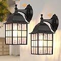 WIHTU 2-Pack Dusk to Dawn Outdoor Wall Lights, Sensor Exterior Light Fixtures Wall Mount, Porch Lights, Black Wall Lantern Wall Lamp, Waterproof Wall Sconce, Outside Lighting for Garage, Front Door