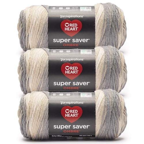Image of Red Heart Super Saver Ombre Slate Yarn - 2 Pack of 283g /10oz - 100% Acrylic - #4 Worsted (Medium) - 482 Yards - Knitting /Crochet