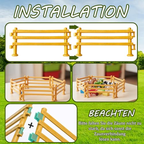 RQcMid 80 Stück Schleich Zaun, Miniatur Zaun für Kinder, DIY Farm Szenen, Kreatives Spielzeug, Lernspielzeug für Kinder ab 3 Jahren, Eltern-Kind Interaktion, Zauns Panel DIY Zubehör, Mini Zaun Set
