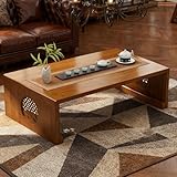 Japanese Floor Table Foldable No Assembly Japanese Folding Table, Solid Wood Folding Coffee Table Low Tatami Table Portable, Bamboo Japanese Style Low Tea Table for Sitting on The Floor Easy Storage