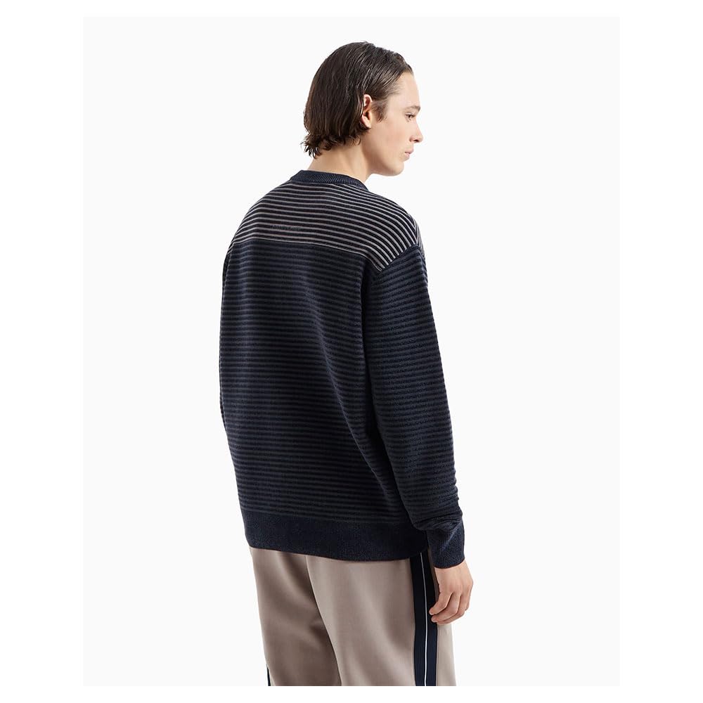 Armani Exchange Limited Edition A Line Pullover Sweater with Hortizontal Stripes And A Large A Logo Pullover Uomo