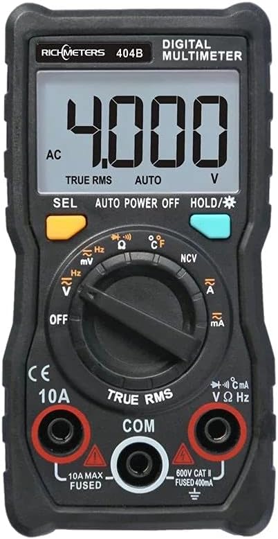 RM404B Handheld Digital Multimeter Mini Multimeter AC/DC Voltage Transistor Tester Ammeter Temperature Sensor Test Lead Probe