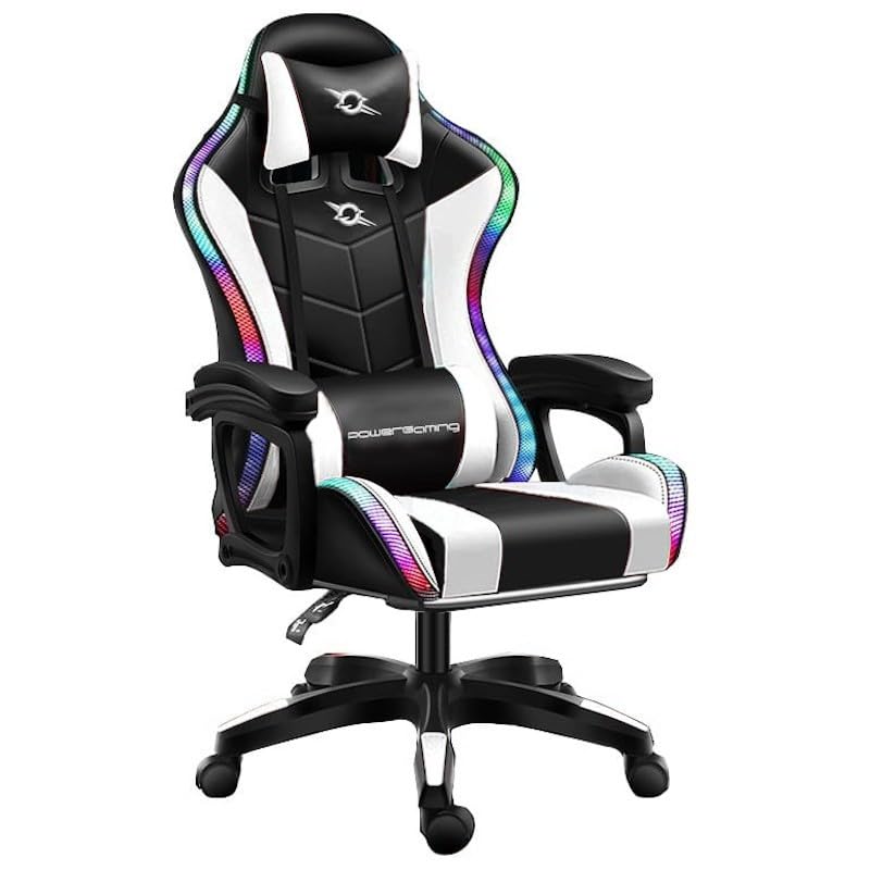 Sillas marca Powergaming modelo Silla Gaming PowerGaming LED RGB Blanco/Negro