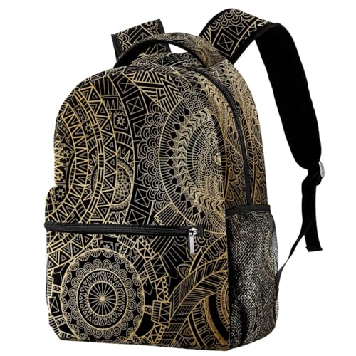 Sac à dos pour filles et garçons motif mandala ligne dorée colorée