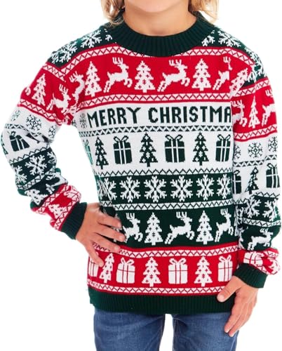Family Matching Christmas Sweaters Reindeer Snowflakes Ribbed Knitted Jumpers Ugly Long Sleeve Pullover Top3