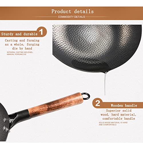 Wok chino de hierro fundido con tapa de madera miniatura 5