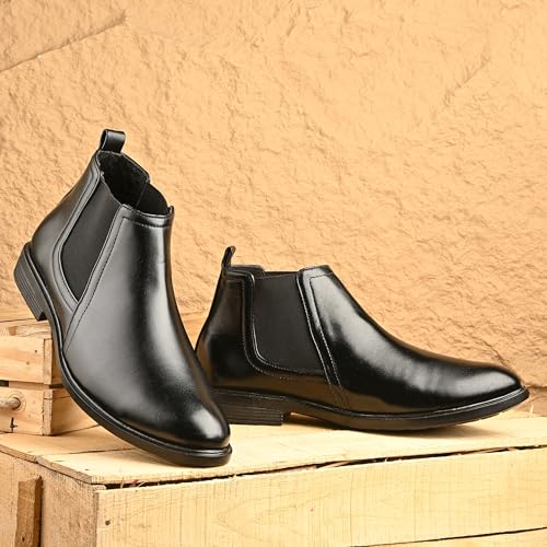 Image of Amico Men's Slip On Fashion Chelsea Boots | High Tops, Soft Cushioned Insole, Comfortable Fit, Trendy, Stylish Boots