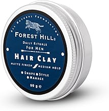 Forest Hill Daily Use Hair Styling Clay For Men, Non Greasy, Lightweight, Natural Look & Medium Hold, Matte Finish, All Natural Formula, Goodness of Shea Butter, Beeswax, Kaolin Clay & Argan Oil, 50g