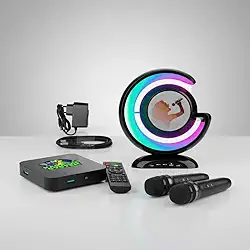 Aparelho Karaoke com 18.000 músicas, Pontuação Real, Altera Tonalidade e 2 Mics sem fio