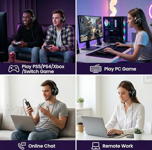 Auriculares monoaurales gaming de 3.5mm con micrófono para PS5 y PC 5