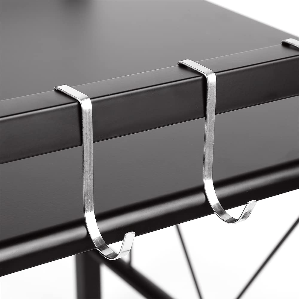Ausziehbarer Ständer für Mikrowelle mit schwerer Belastung, Halterung für Mikrowelle mit 2 Ebenen, Küchenregalhalterung mit 3 Haken, ausziehbare Länge: 40 – 65 cm (schwarz, 2 Stück)