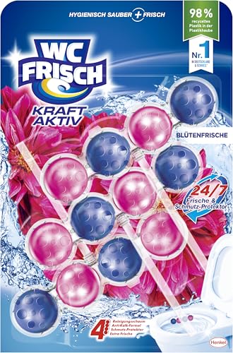 WC-Frisch WC FRISCH Kraft Aktiv Duftspüler Blüten-Frische (150 g), WC Reiniger für Reinigung bei jeder Spülung, Duftsteine für langanhaltend frischen Duft, + 50 % Anti-Kalk Effekt* – Bild 3