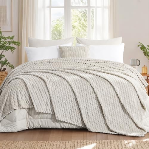 Aisbo Kuscheldecke Flauschig Decke Beige - Fleecedecke 220x240 cm...