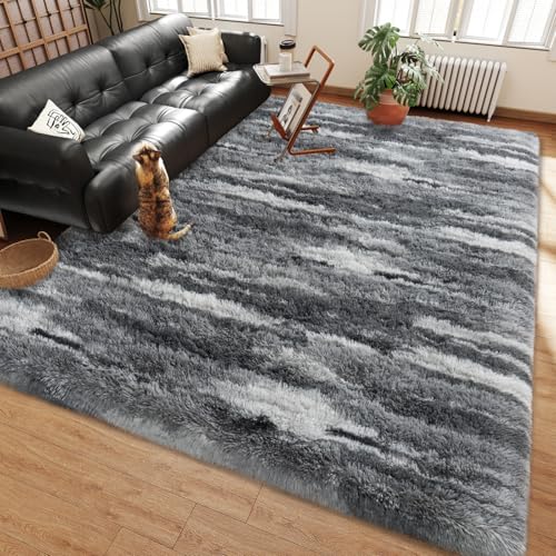 Alfombra Shag Decorativa 8x10 Pies Gris Abstracto miniatura 2