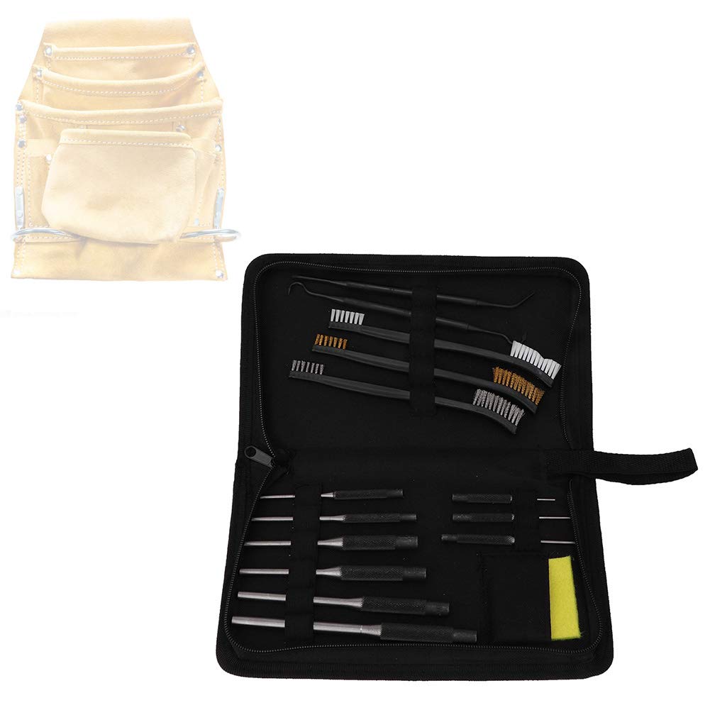 Buachois Kit di Pulizia Della Pistola, 15 Pezzi Set Per Pulizia Pistola Calibro, Punzone Per Spilli E Spazzole a Doppia Estremità con Plettro in Acciaio Inossidabile E Panno Per La Pulizia