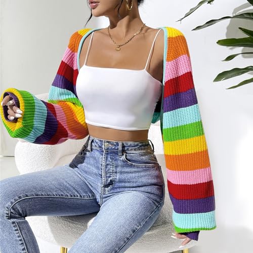 Durio Open Front Long Sleeve Cropped Cardigan - Y2K Drop