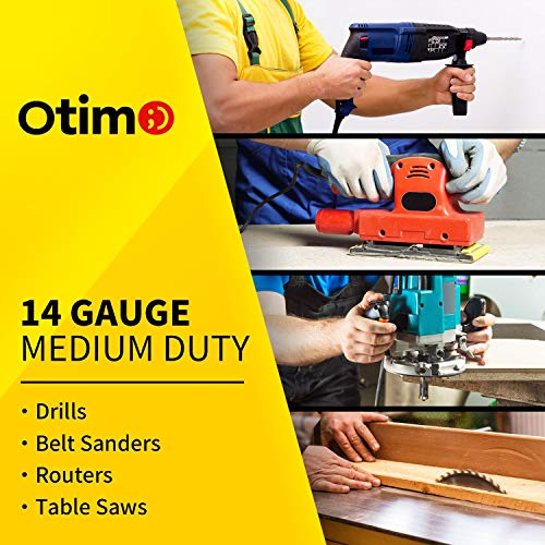 Otimo 100 Ft 14/3 Sjtw Yellow, Outdoor Extension Cord - 3 Prong Ground Plug, 13A 1625W, Water & Weather Resistant, Flame Retardant #TOP7