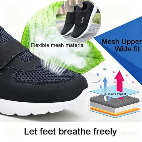 Image of LEADER SHOW Men's Casual Comfort Walking Shoes Ultralight Flats Non-Slip Hook & Loop Fashion Sneakers